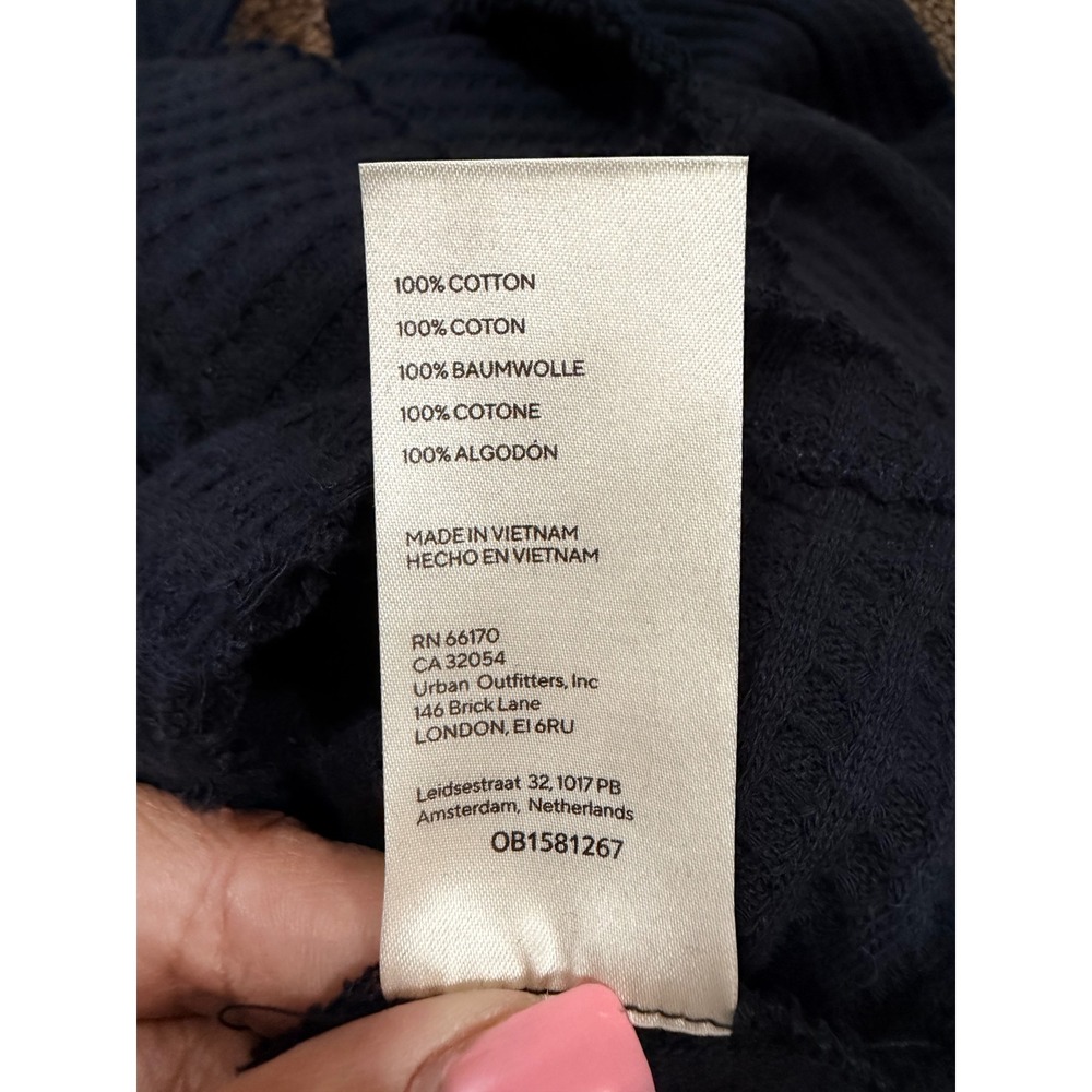 Free People charcoal Waffle Knit Cowl Neck Thermal Split Back - Picture 7 of 7